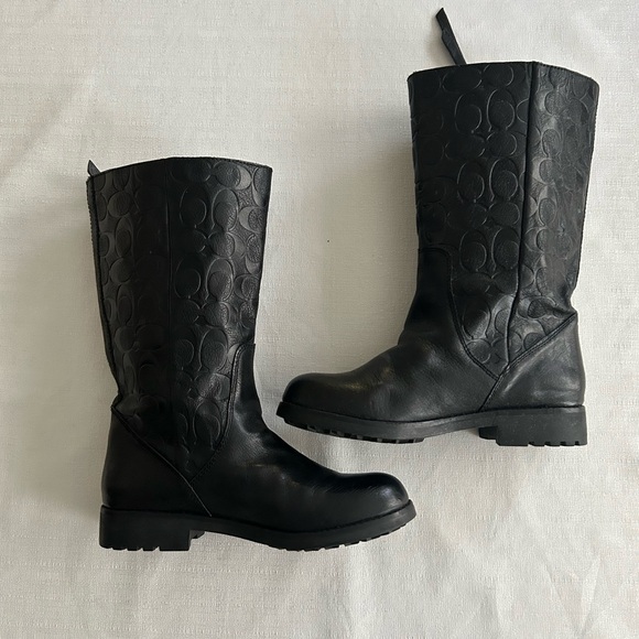 Coach Valentine Black Leather Boots - Picture 1 of 15